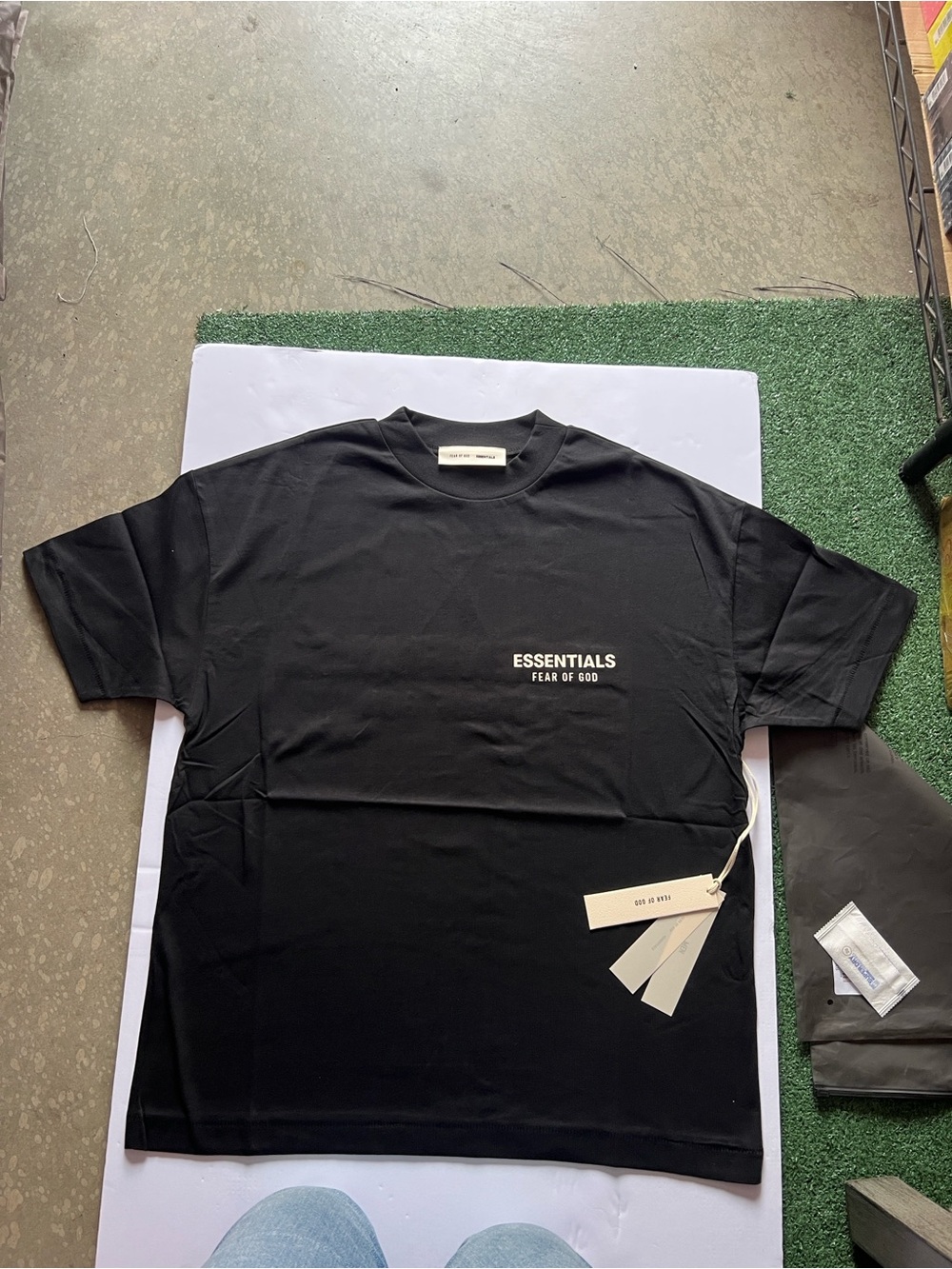 Fear of God Essentials Black Short Sleeve Logo Tee